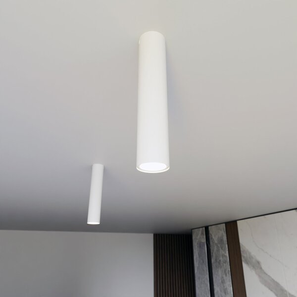 Plafoniera Moderna Faretto Mahadeva 1 Luce Acciaio Bianco 30 Cm