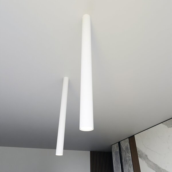 Plafoniera Moderna Faretto Mahadeva 1 Luce Acciaio Bianco 80 Cm