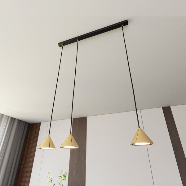 Sospensione Minimal Narayana 3 Luci In Acciaio Oro