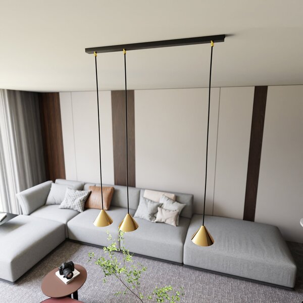 Sospensione Minimal Narayana 3 Luci In Acciaio Oro