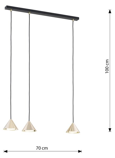 Sospensione Minimal Narayana 3 Luci In Acciaio Oro