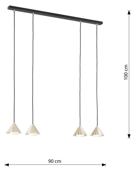 Sospensione Minimal Narayana 4 Luci In Acciaio Oro