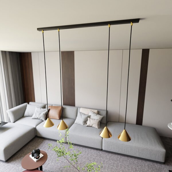 Sospensione Minimal Narayana 4 Luci In Acciaio Oro