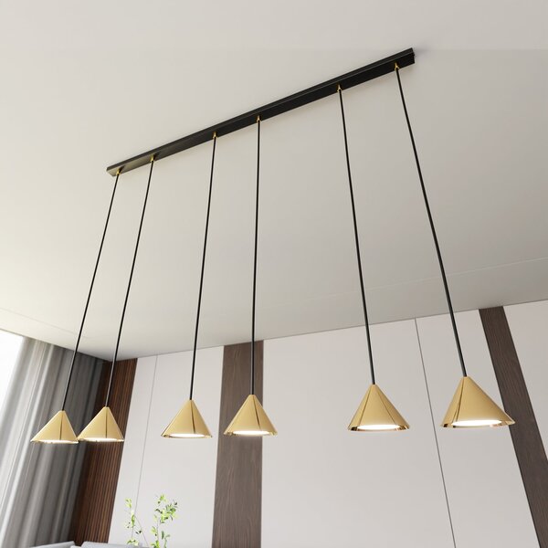 Sospensione Minimal Narayana 6 Luci In Acciaio Oro
