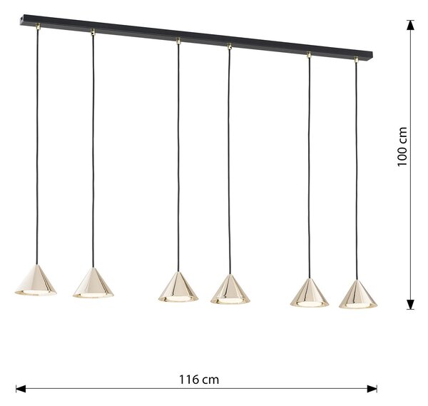 Sospensione Minimal Narayana 6 Luci In Acciaio Oro