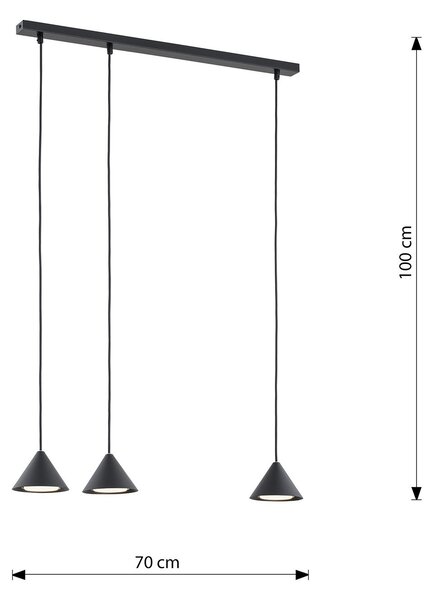 Sospensione Minimal Narayana 3 Luci In Acciaio Nero