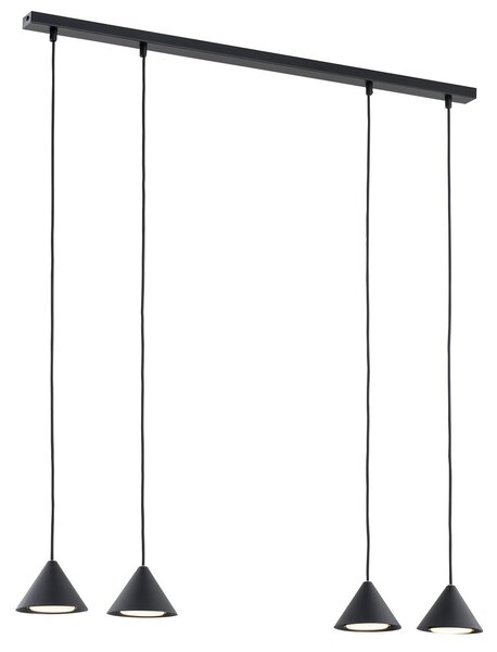 Sospensione Minimal Narayana 4 Luci In Acciaio Nero