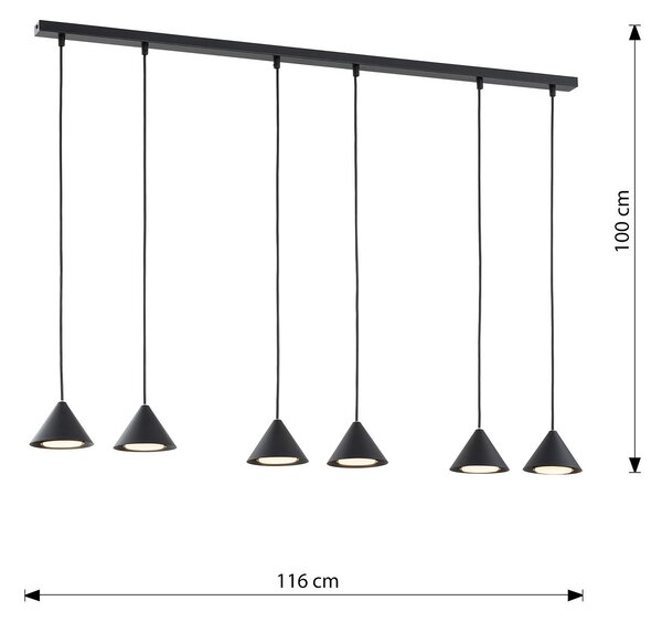 Sospensione Minimal Narayana 6 Luci In Acciaio Nero