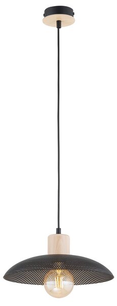 Sospensione Nordica Ramachandra 1 Luce In Legno E Acciaio Nero