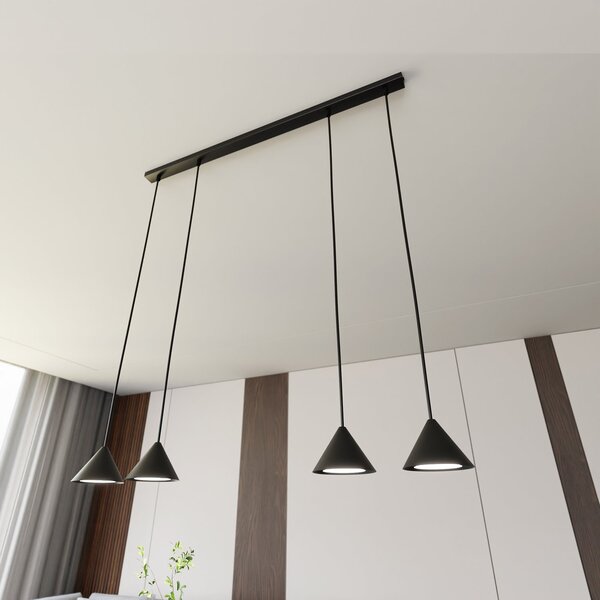 Sospensione Minimal Narayana 4 Luci In Acciaio Nero