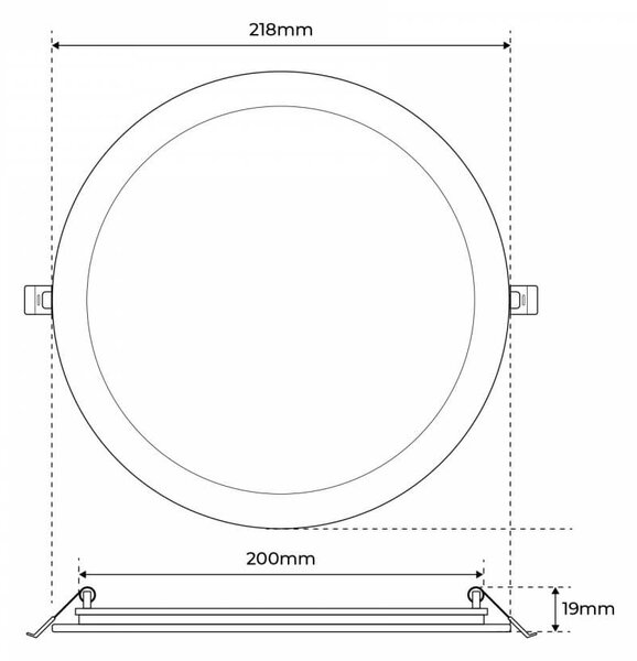 Pannello LED Rotondo 20W, 2.000lm, no Flickering, Foro Ø203-210mm Colore Bianco Caldo 3.000K