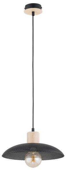 Sospensione Nordica Ramachandra 1 Luce In Legno E Acciaio Nero