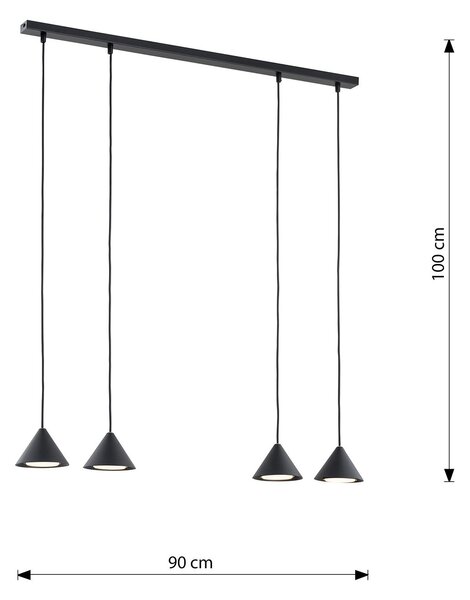 Sospensione Minimal Narayana 4 Luci In Acciaio Nero