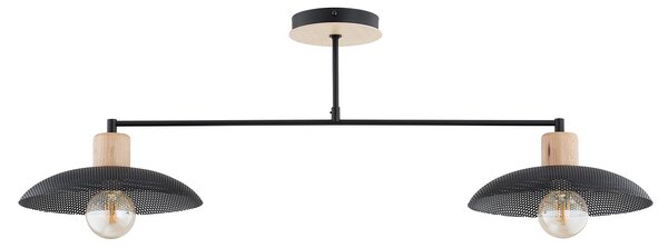 Plafoniera Nordica Ramachandra 2 Luci In Legno E Acciaio Nero