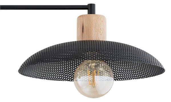 Plafoniera Nordica Ramachandra 2 Luci In Legno E Acciaio Nero