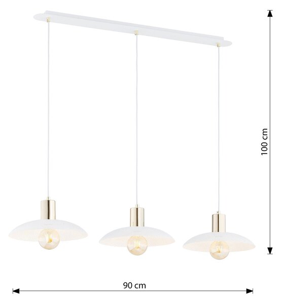 Sospensione Contemporanea Uma 3 Luci In Acciaio Oro E Bianco