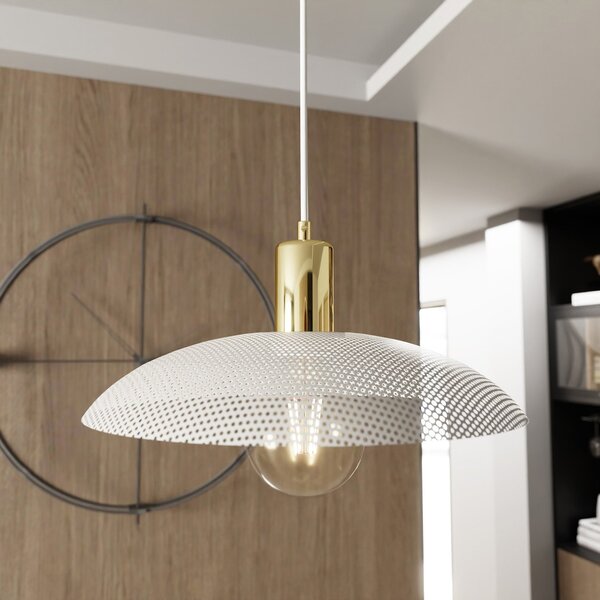 Sospensione Contemporanea Siri 1 Luce In Acciaio Oro E Bianco