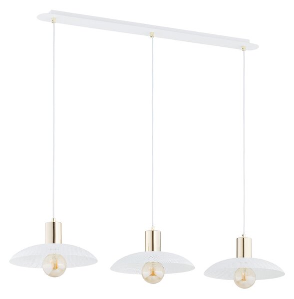 Sospensione Contemporanea Uma 3 Luci In Acciaio Oro E Bianco