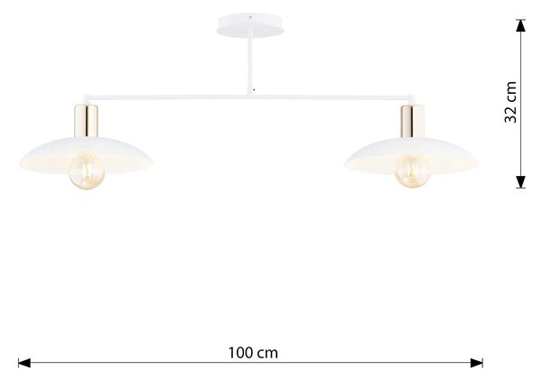 Plafoniera Contemporanea Uma 2 Luci In Acciaio Oro E Bianco