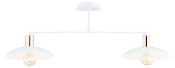 Plafoniera Contemporanea Uma 2 Luci In Acciaio Oro E Bianco