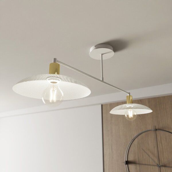 Plafoniera Contemporanea Uma 2 Luci In Acciaio Oro E Bianco