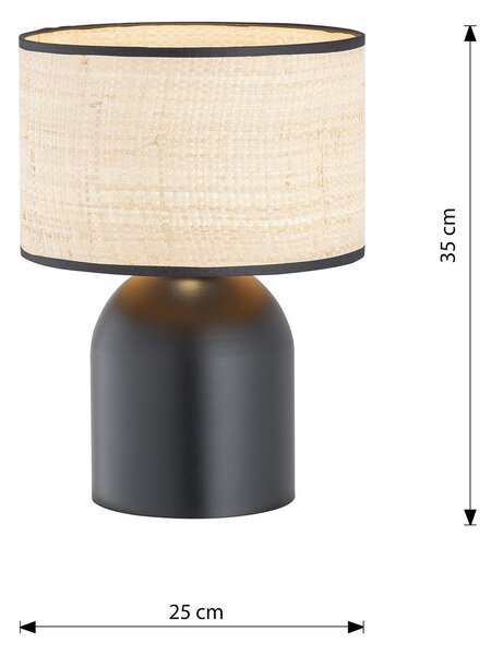 Lampada Da Tavolo Nordica Uma 1 Luce In Acciaio E Rattan