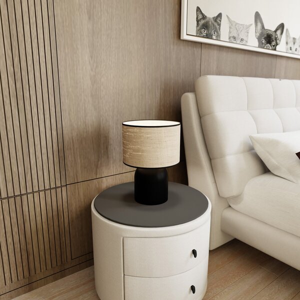 Lampada Da Tavolo Nordica Uma 1 Luce In Acciaio E Rattan