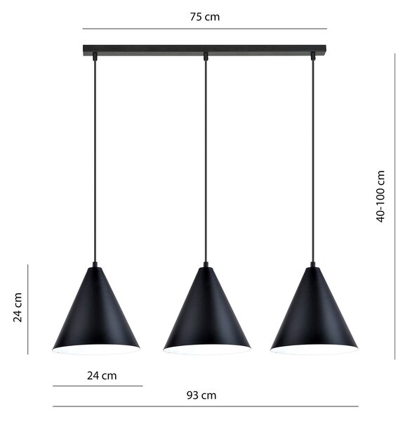 Sospensione Nordica Su 3 Luci In Acciaio Nero