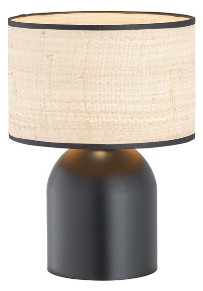 Lampada Da Tavolo Nordica Uma 1 Luce In Acciaio E Rattan