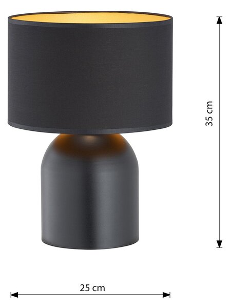 Lampada Da Tavolo Nordica Uma 1 Luce In Acciaio Nero E Oro