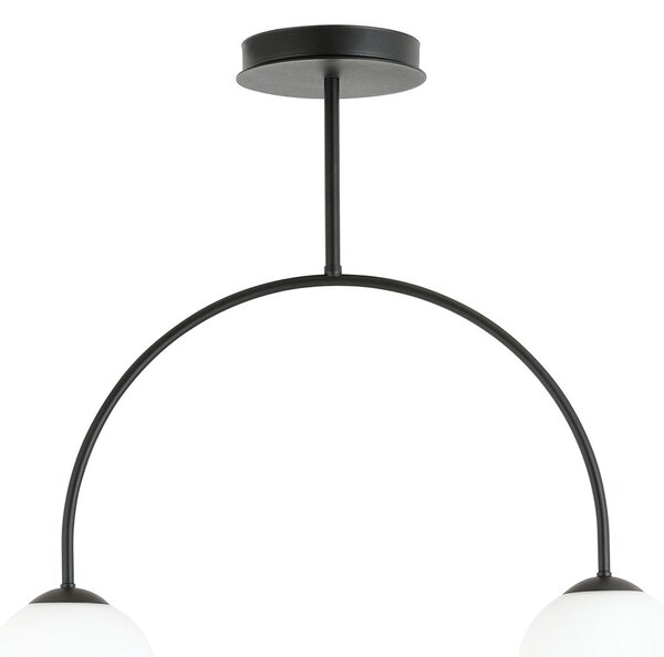 Plafoniera Moderna Sharada 2 Luci In Acciaio Nero E Vetro Bianco