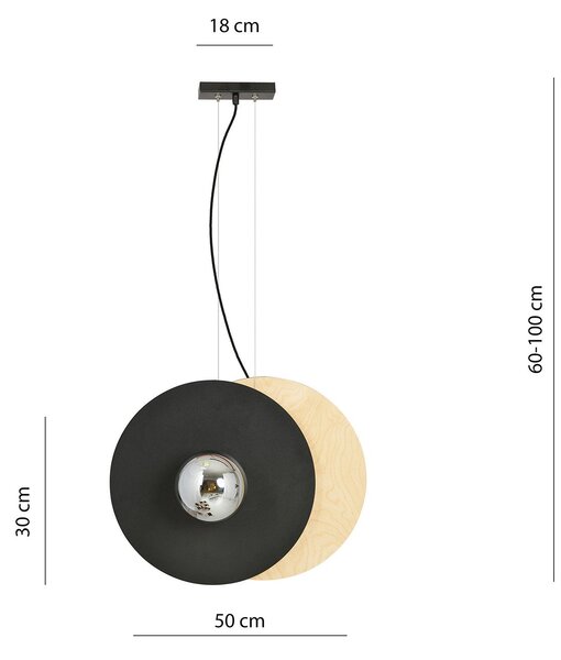 Sospensione Minimal Nordica Takehaya 2 Luci Acciaio Nero E Legno Vetro Fumè