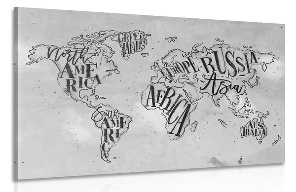 QUADRO MODERNO MAPPAMONDO MAP WORLD Stampa su Tela ALTA' QUALITA' ARTE  BLACK WHI 