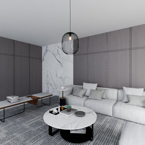 Sospensione Minimal Michizane 1 Luce In Acciaio Nero