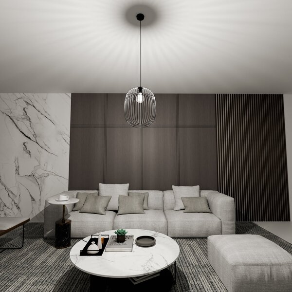 Sospensione Minimal Michizane 1 Luce In Acciaio Nero