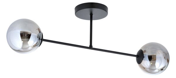 Plafoniera Moderna Hsi Wang Mu 2 Luci In Acciao Nero E Sfere In Vetro Fumè
