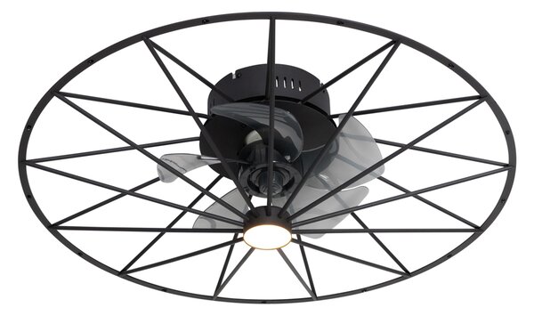 Ventilatore a soffitto nero incl. LED con telecomando - Yaran