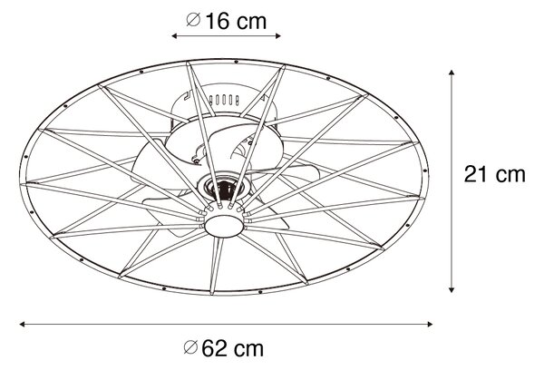 Ventilatore a soffitto nero incl. LED con telecomando - Yaran