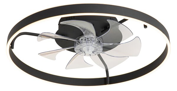 Ventilatore da soffitto nero 70 cm con LED dimmerabile e telecomando - Maddy