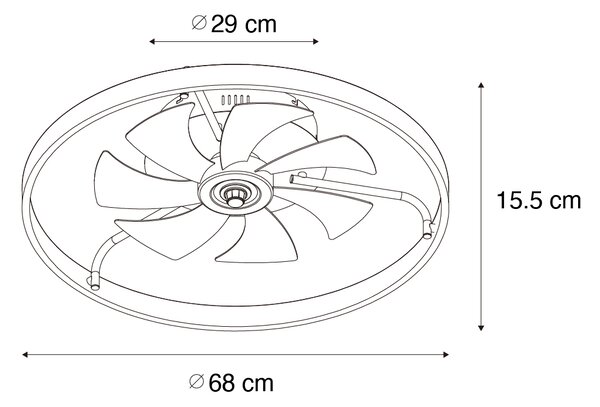 Ventilatore da soffitto nero 70 cm con LED dimmerabile e telecomando - Maddy