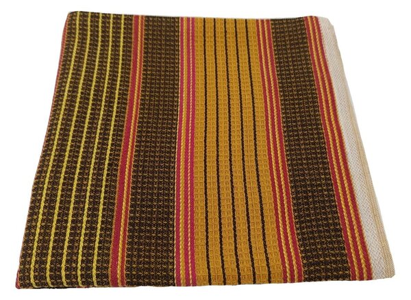 Asciugamano goffrato/lavorato a mano giallo/marrone in cotone 50x100 cm – JAHU collections