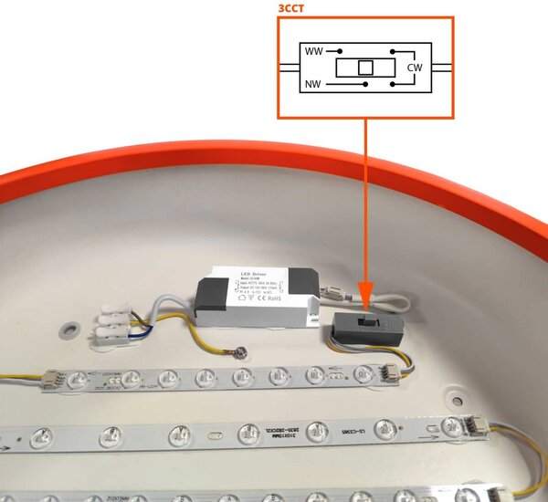 Plafoniera LED Rotonda 36W CCT, Ø450mm, Marrone Colore Bianco Variabile CCT