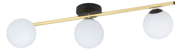 Plafoniera Contemporanea 3 Luci Nü Kua Acciaio Oro/Nero Sfervetro Bianco