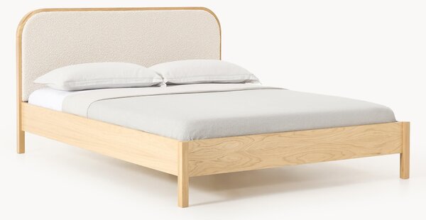 Letto in legno con testiera in bouclé Jones