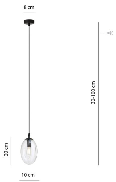 Sospensione Minimal 1 Luce Pendragon Acciaio Nero E Vetro Trasparente