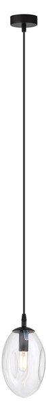 Sospensione Minimal 1 Luce Pendragon Acciaio Nero E Vetro Trasparente
