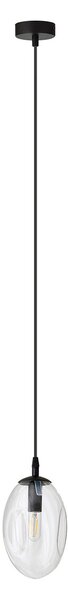 Sospensione Minimal 1 Luce Pendragon Acciaio Nero E Vetro Trasparente