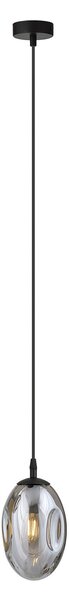 Sospensione Minimal 1 Luce Pendragon Acciaio Nero E Vetro Fumè