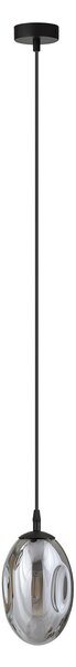 Sospensione Minimal 1 Luce Pendragon Acciaio Nero E Vetro Fumè