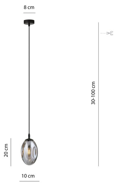 Sospensione Minimal 1 Luce Pendragon Acciaio Nero E Vetro Fumè